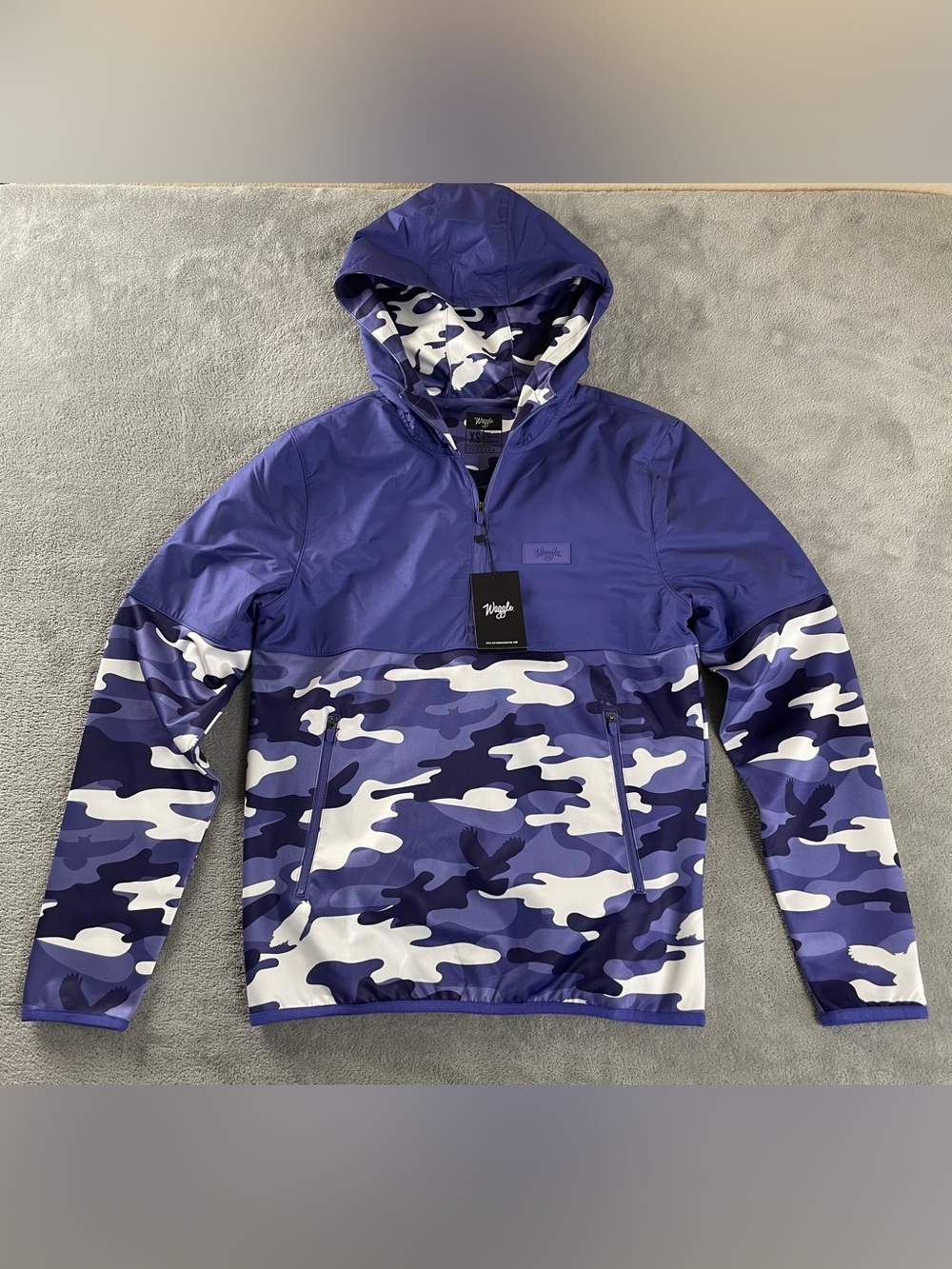 Waggle Zenith Night Owl 1/4 Zip Golf Hoodie Purple Camo NWT Mens Size XS NEW